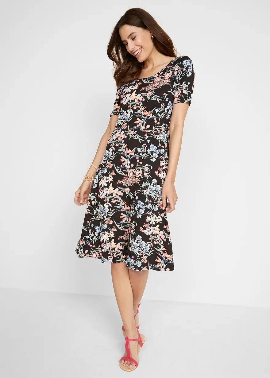 Knieumspielendes Jerseykleid in A-Linie