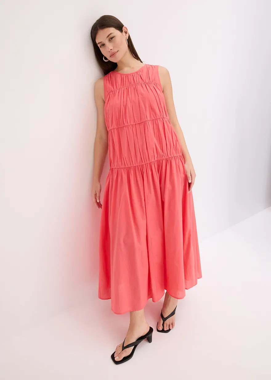 Maxikleid mit Raffungen aus Baumwolle