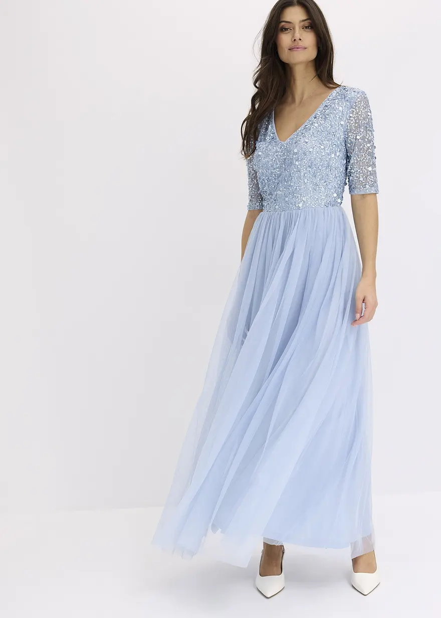 Maxikleid mit Paillettenstickerei