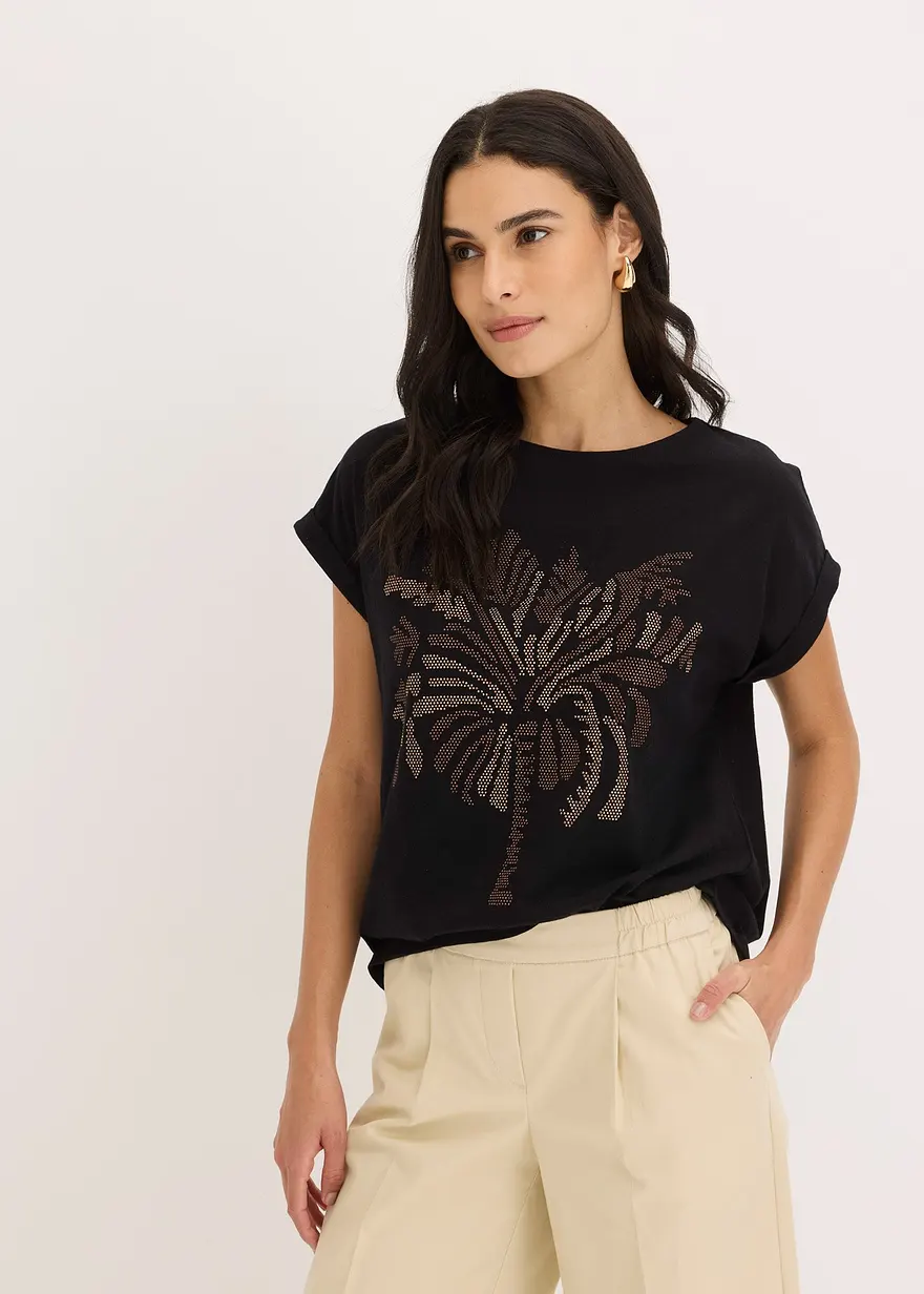 Shirt aus Baumwolle mit Nietenapplikation