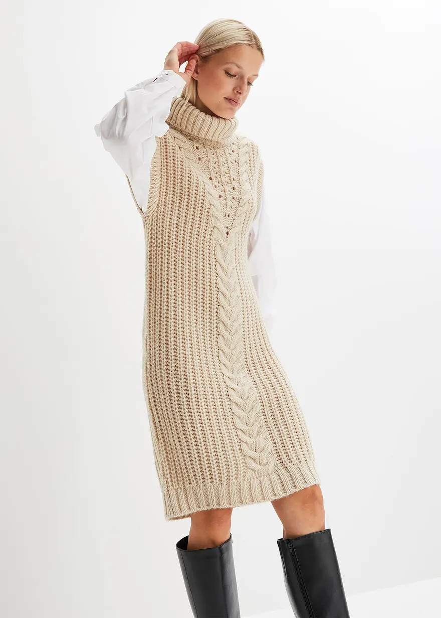 Strickkleid mit Bluseneinsatz