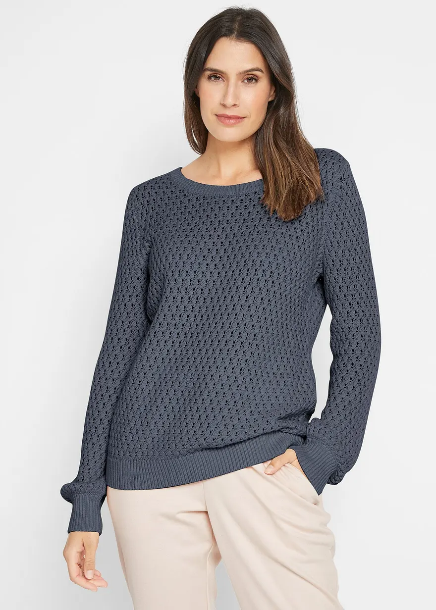 Pullover mit Strukturstrick aus Baumwollmix
