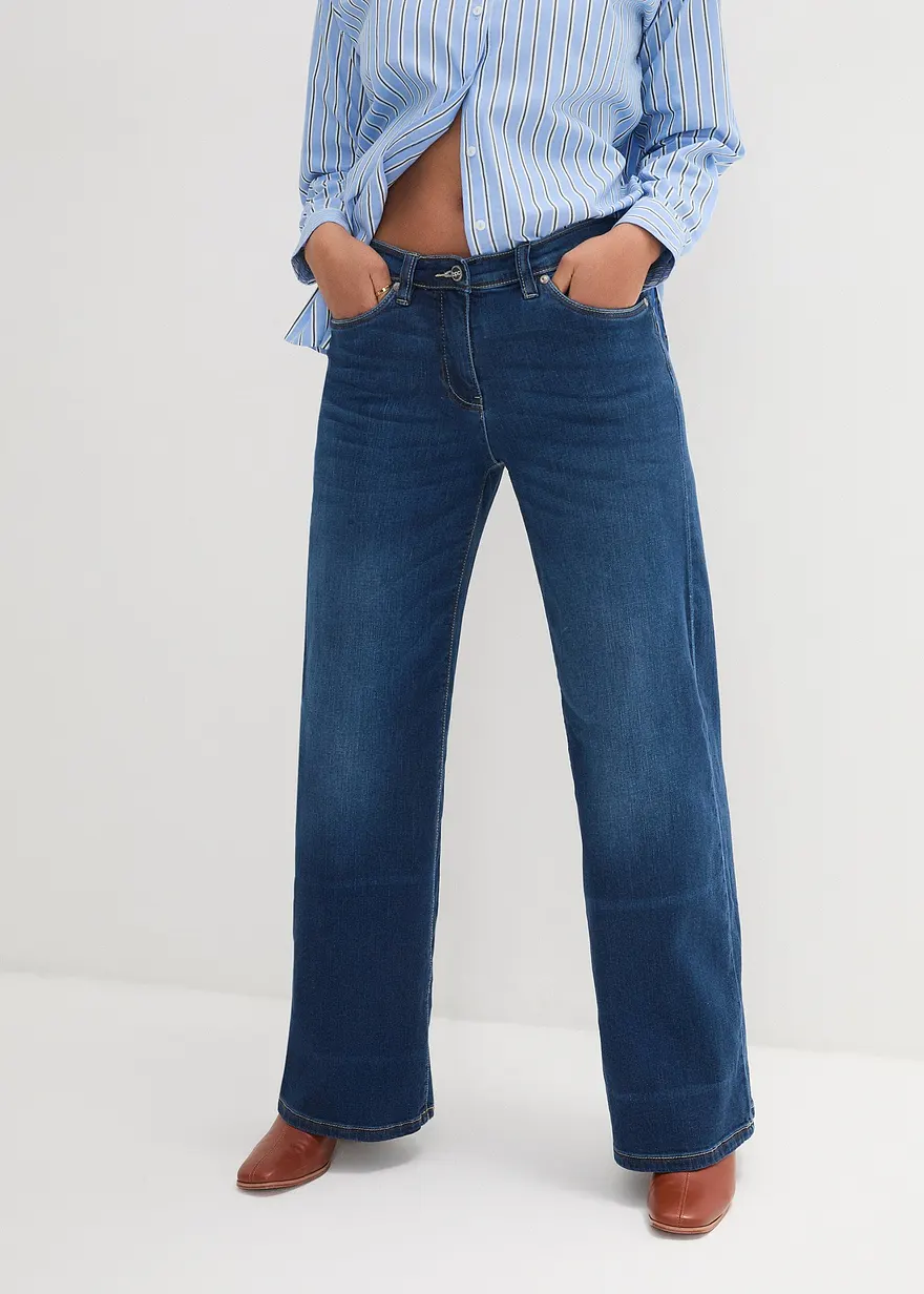 Wide-Leg-Jeans Mid Waist, Bequembund