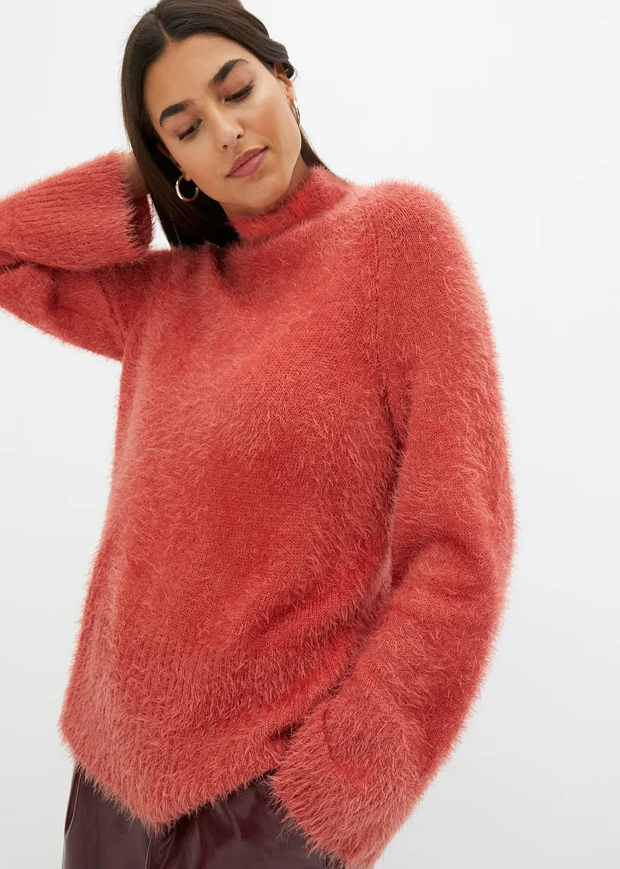 Federgarn-Pullover mit weiten Ärmeln, Boxy-Fit