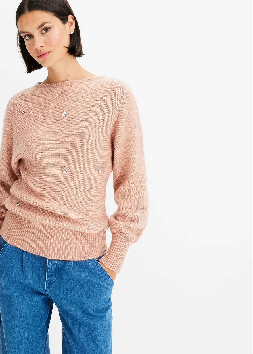 Pullover mit großen Glitzersteinen