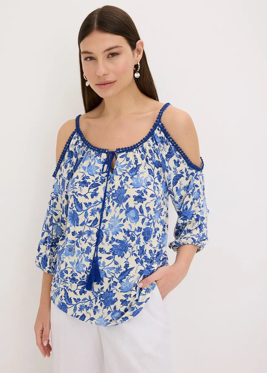 Shirt mit Spitze aus softem Viskose-Mix