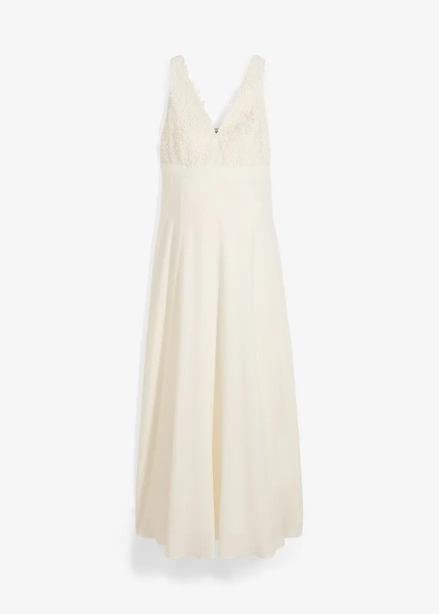 Umstands-Hochzeitskleid aus Spitze, Satin und Georgette