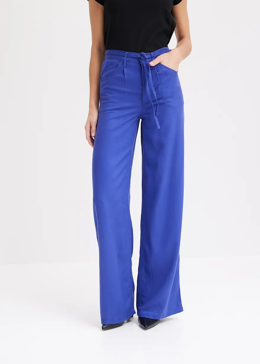 Bundfaltenhose aus Lyocell mit Bindeband