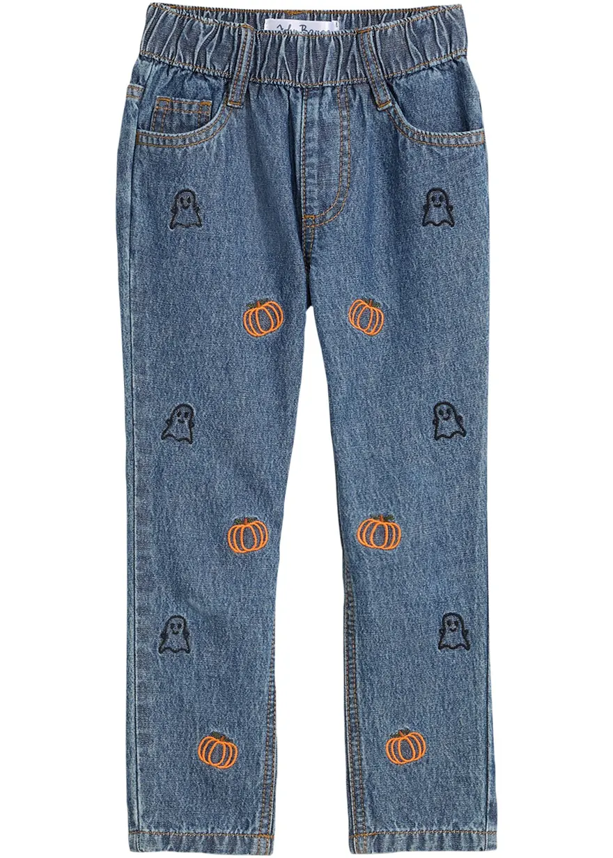 Jeans mit Stickerei, Regular Fit
