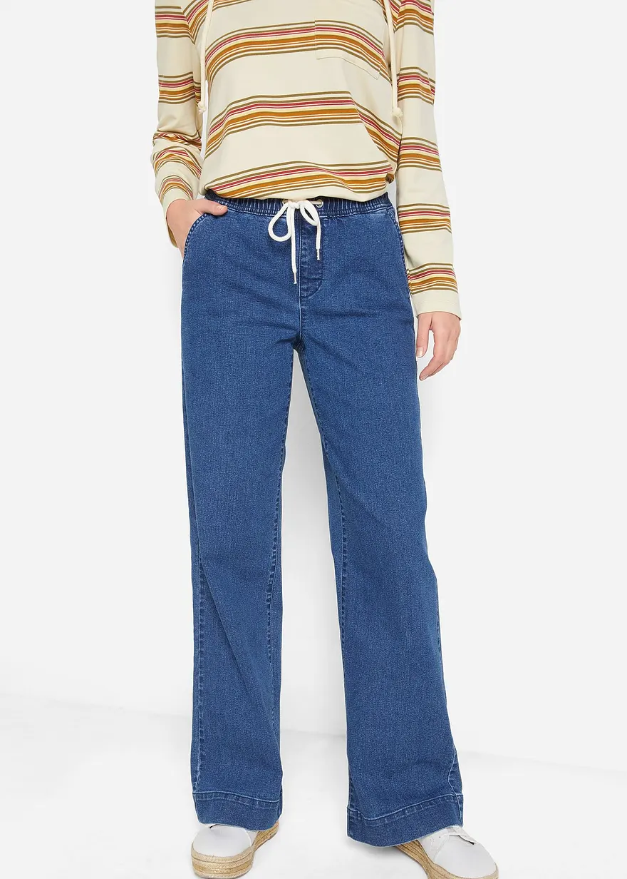 Wide Leg Jeans Mid Waist, Stretch