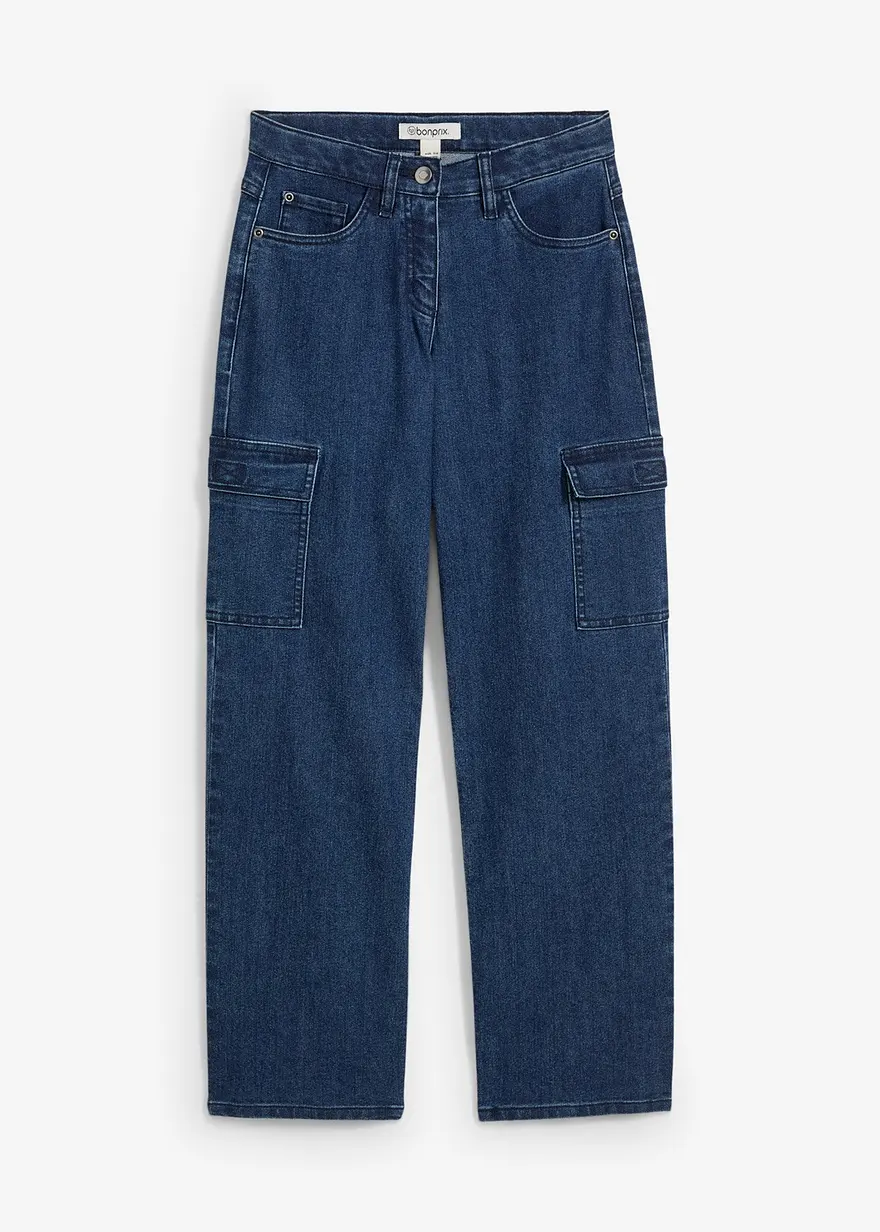Weite Cargo-Jeans Mid Waist