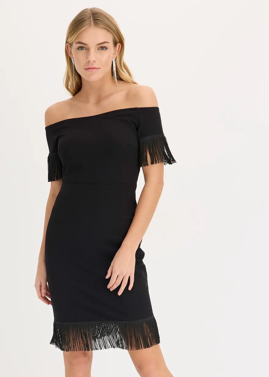 Jerseykleid mit Fransen
