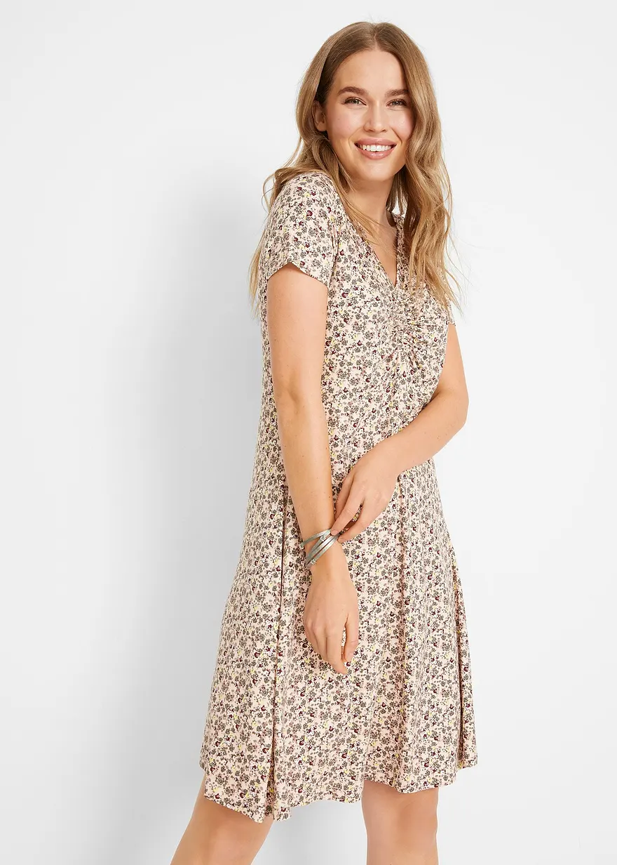 Knieumspielendes Jerseykleid aus Viskose-Mix
