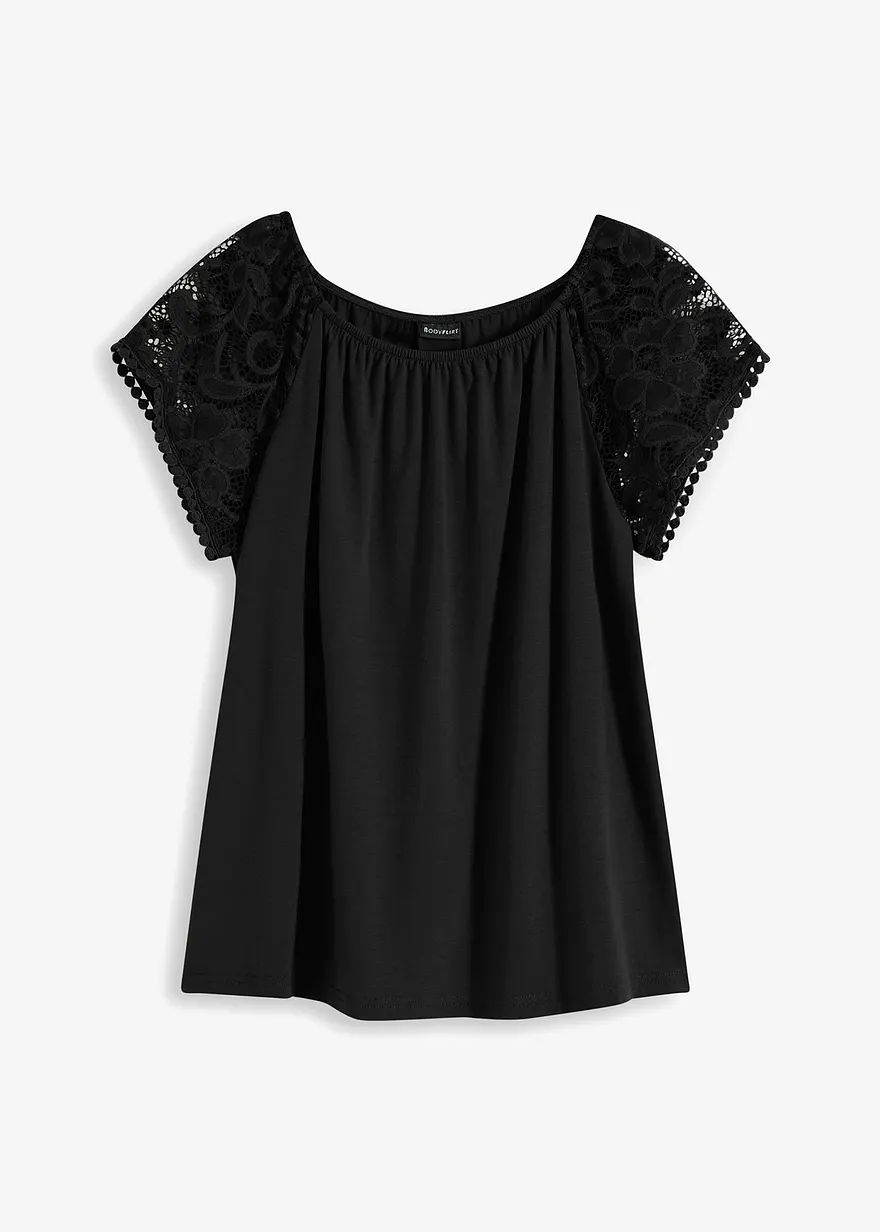 Shirt mit Spitzenärmeln