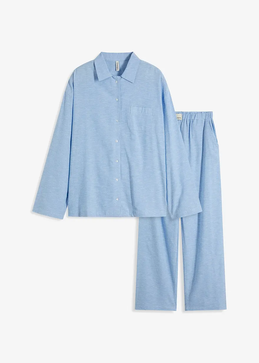 Gewebter oversized Pyjama mit Leinen