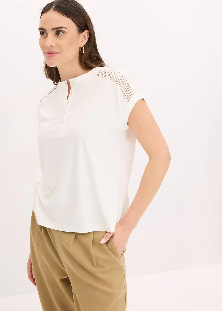 Viskose Shirt mit Spitzeneinsatz