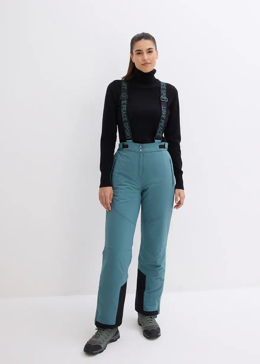 Ski Funktions-Thermohose mit abnehmbaren Trägern, wasserdicht, Straight