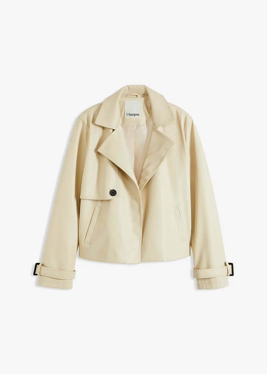 Kurze Trench-Jacke aus Lederimitat
