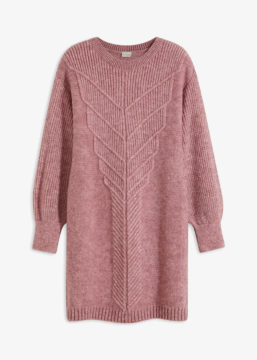 Strickkleid mit modernem Zopfmuster