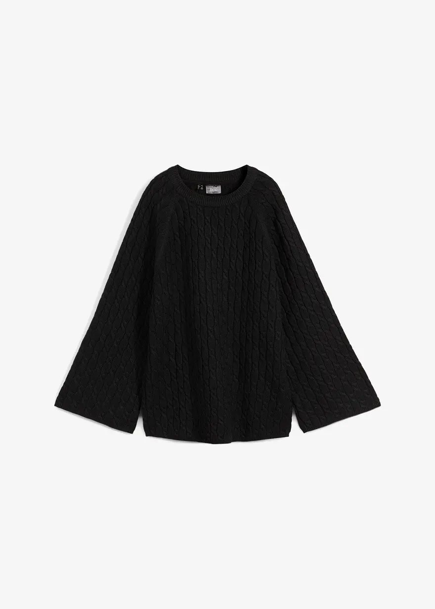 Oversize-Pullover mit Zopfmuster