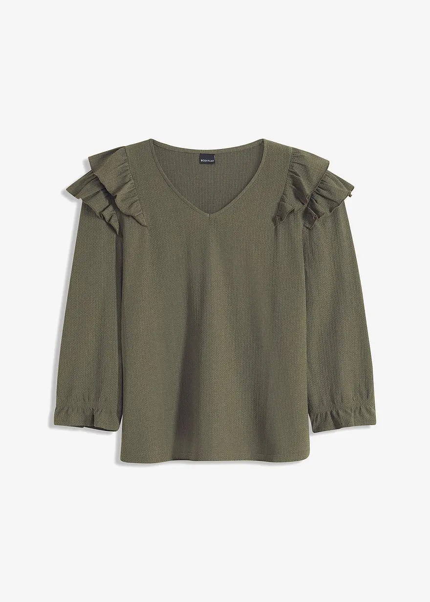 Struktur-Shirt mit Volants