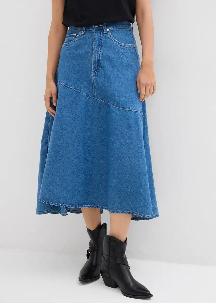 Jeansrock High Waist, Midilänge
