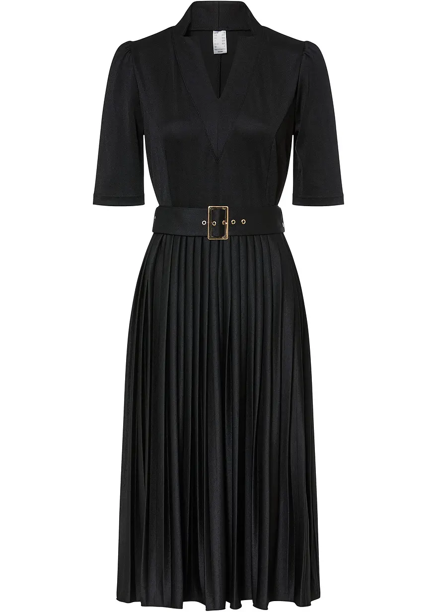 Jersey-Midikleid, Plissee-Rock