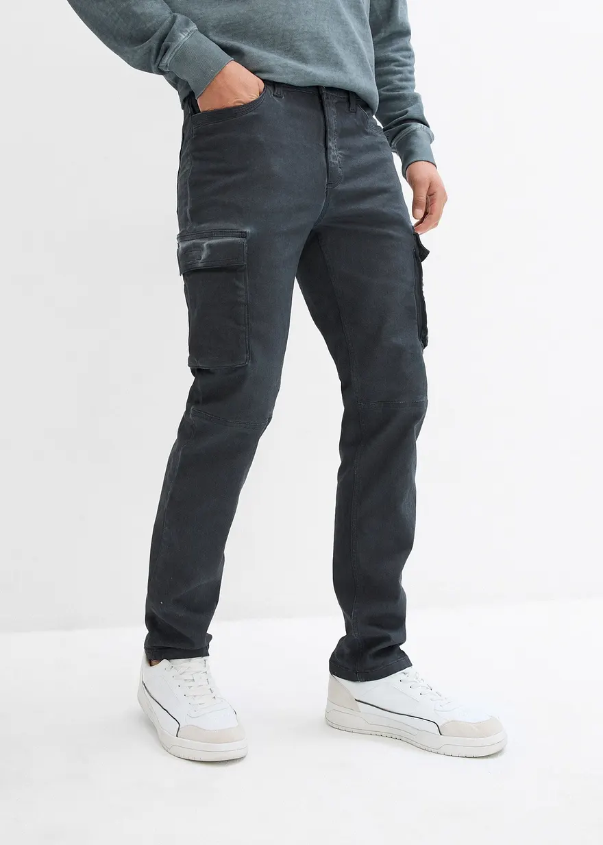 Stretch-Cargohose in gewaschener Optik, Straight