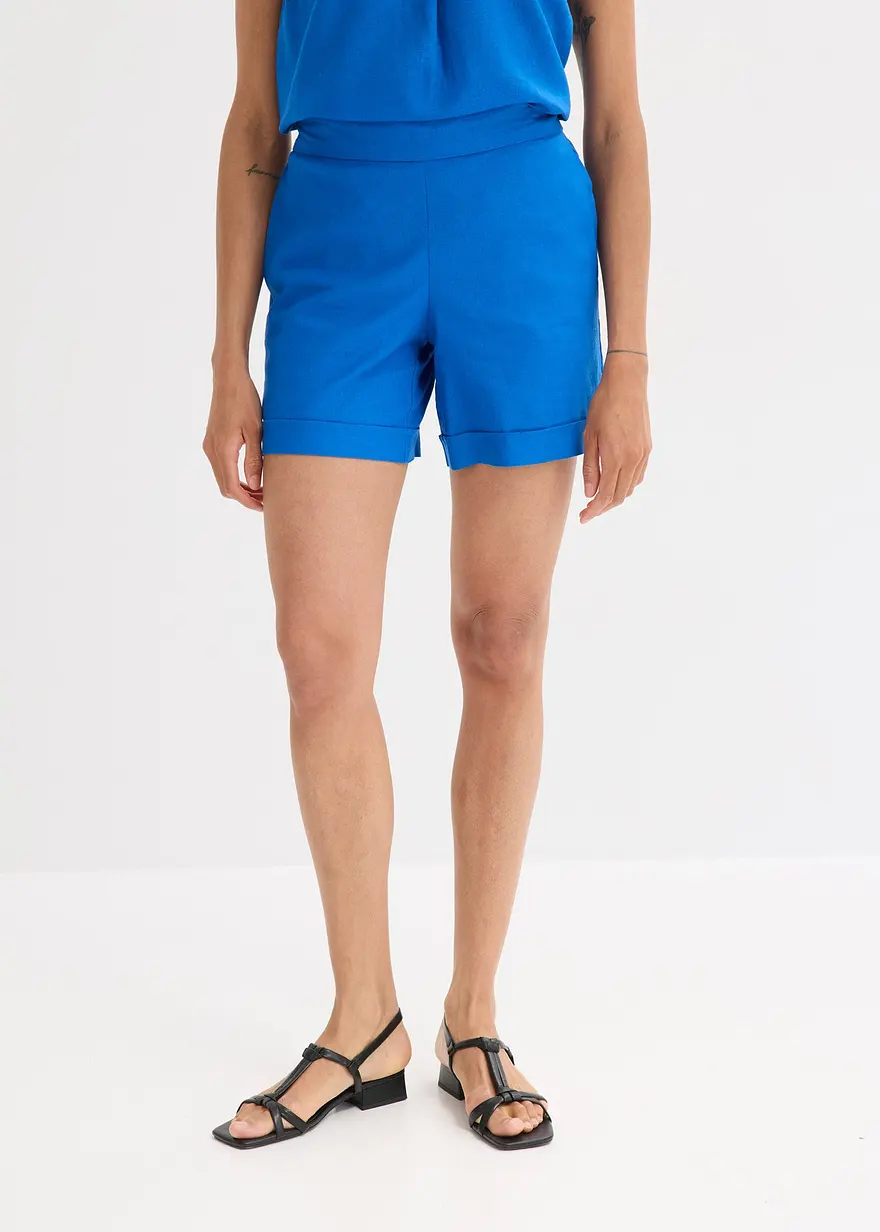 Schlupf-Shorts aus luftigem Leinen-Mix