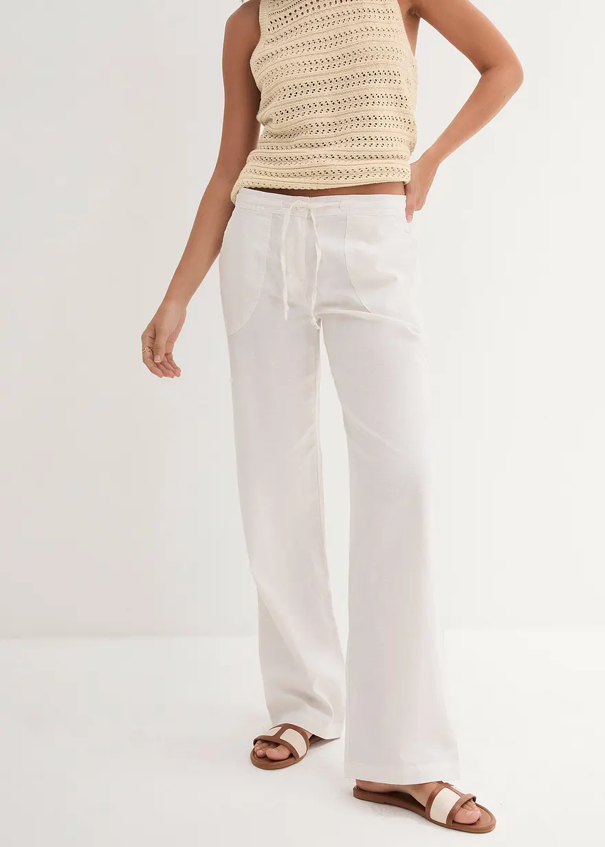 Leinen-Hose mit weitem Bein