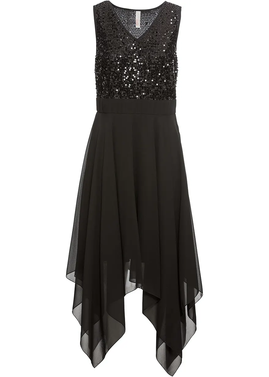 Midikleid aus feinem Chiffon mit Pailletten
