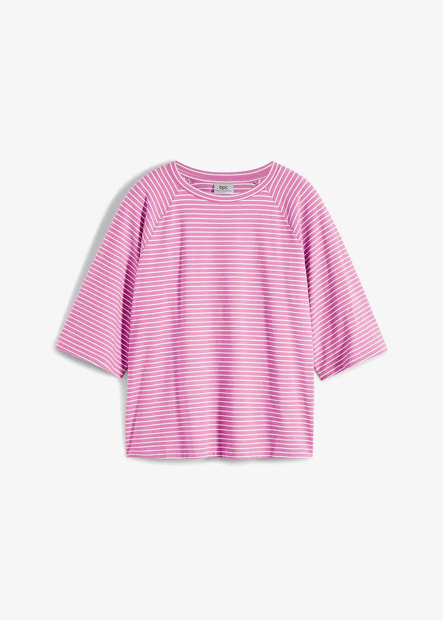Gestreiftes T-Shirt mit Raglan-Ärmeln, hochgeschlossen