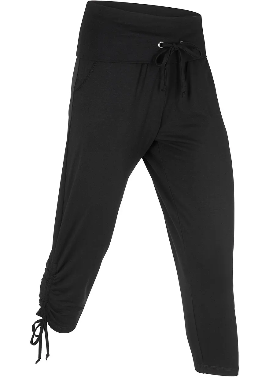 Capri-Hose mit Raffung aus Viskose-Mix