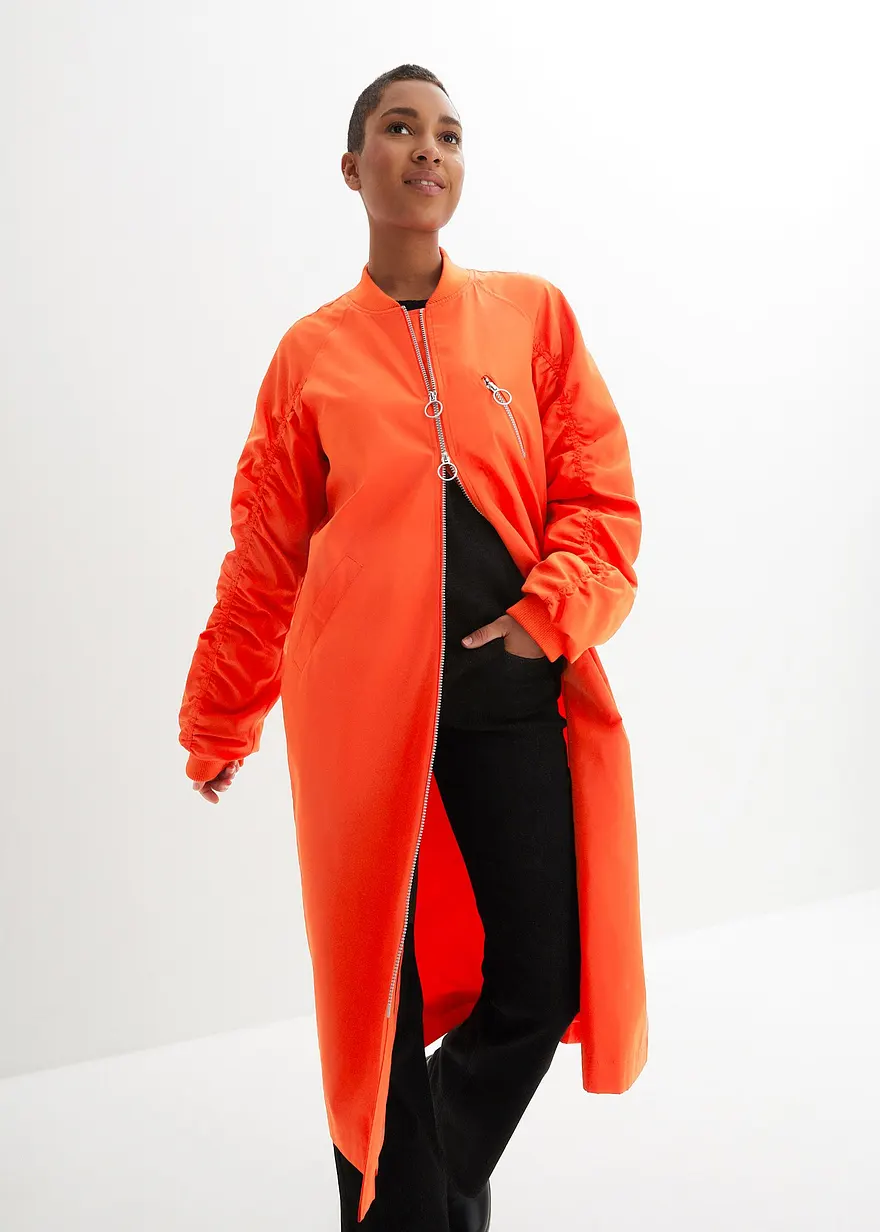Blouson-Mantel mit Strickkragen