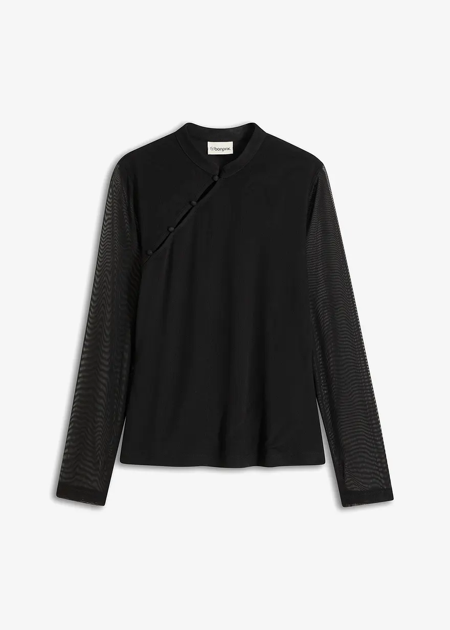 Mesh-Shirt mit Knöpfen