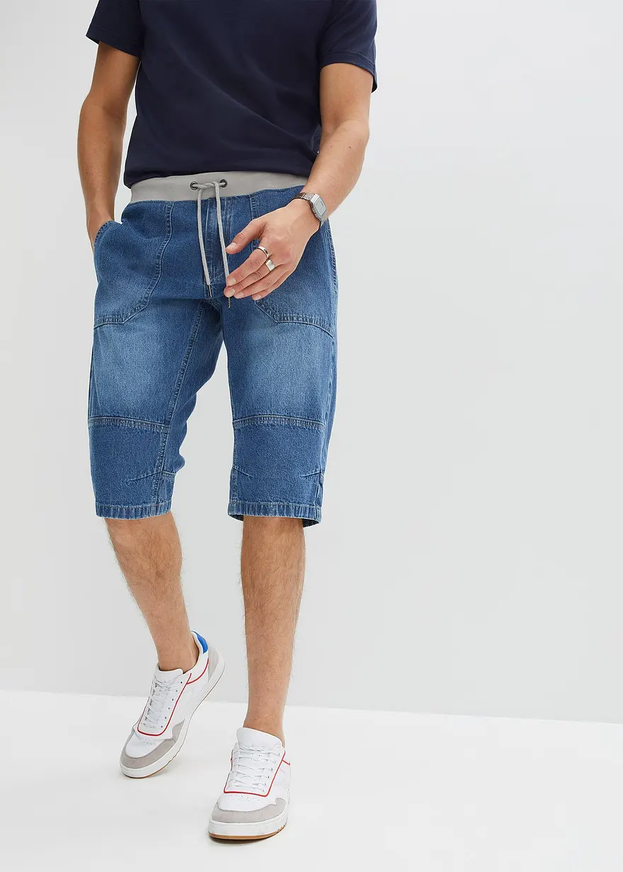 Leichte Long Schlupf-Jeans-Bermuda, Relaxed Fit