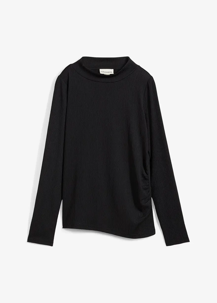 Langarmshirt aus strukturiertem Crêpe