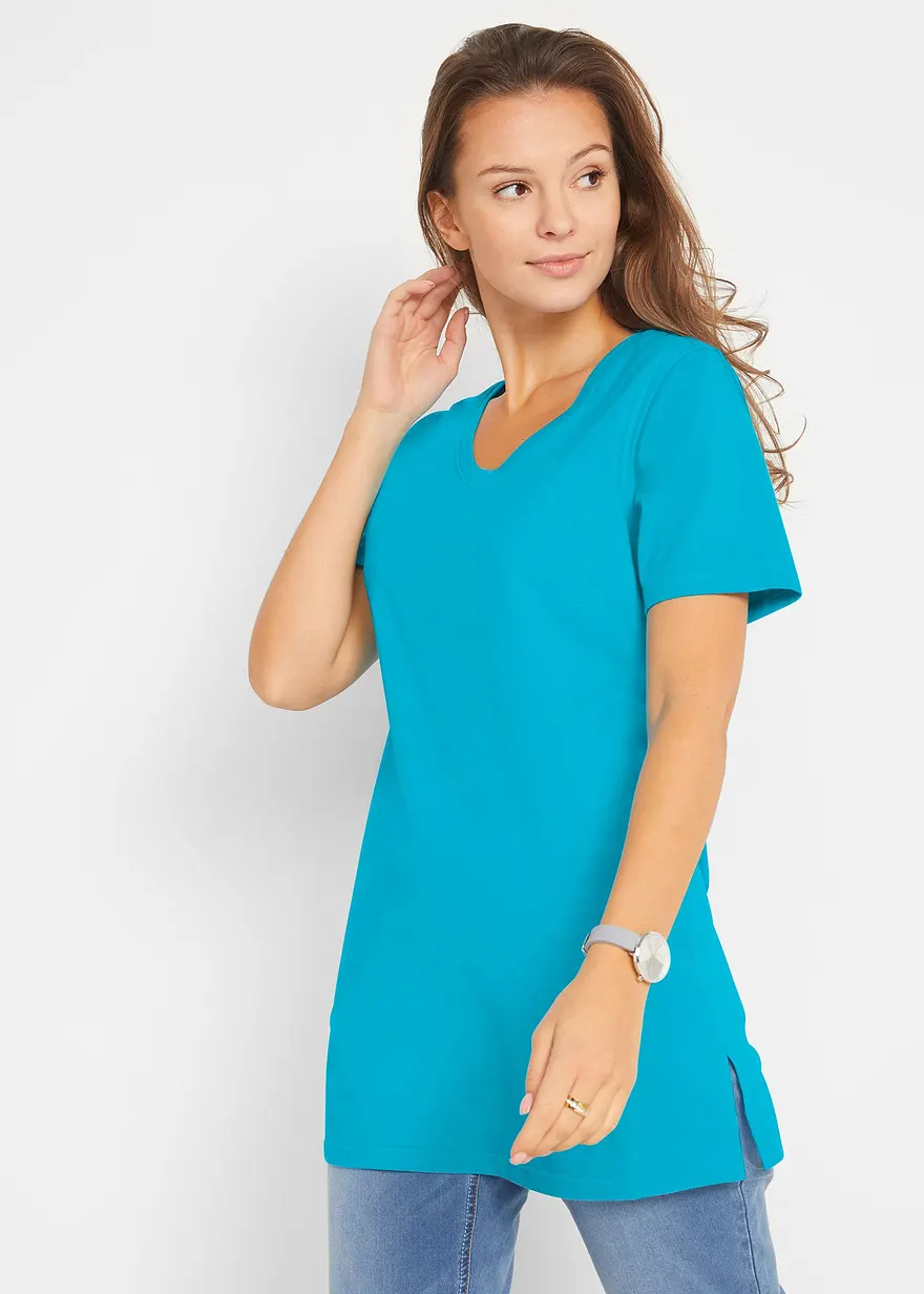 Longshirt mit V-Ausschnitt, 2er Pack