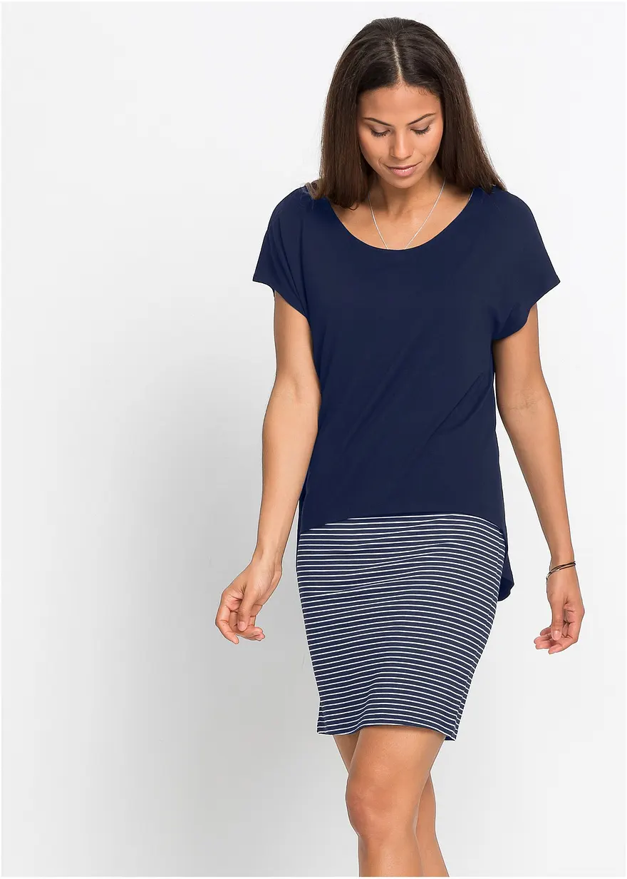 Jerseykleid mit Streifenrock