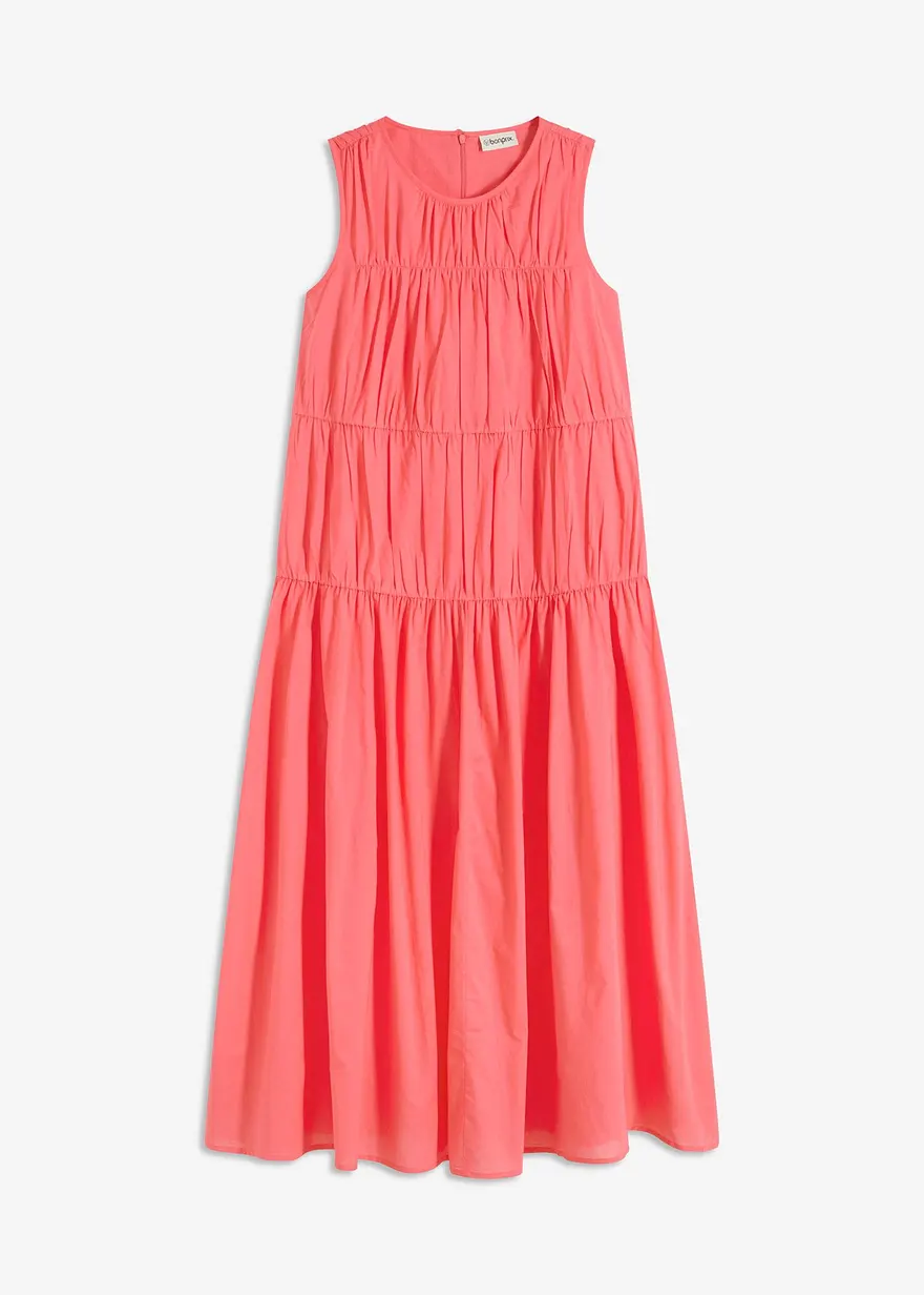 Maxikleid mit Raffungen aus Baumwolle