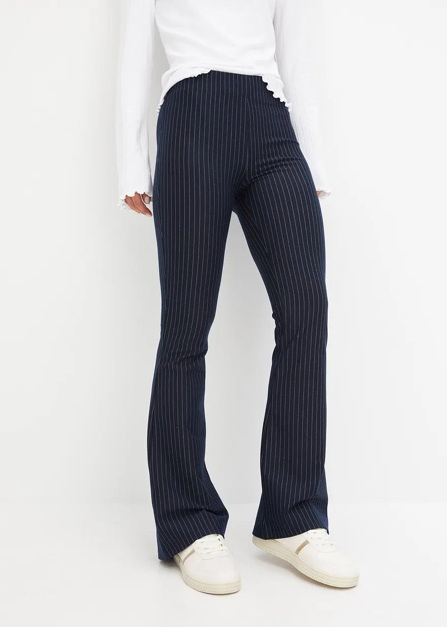 Ausgestellte Schlupfhose mit Nadelstreifen