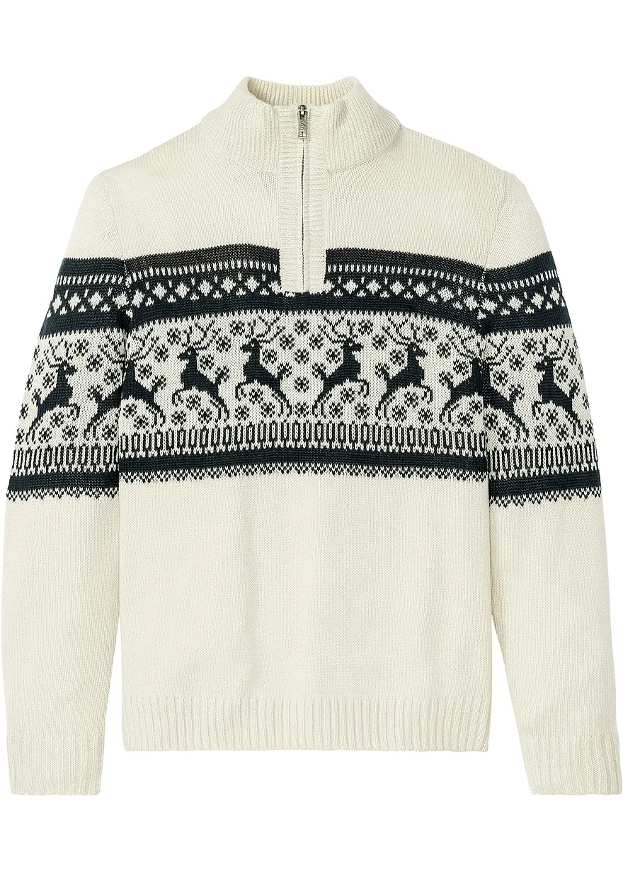 Norweger-Pullover mit Troyerkragen