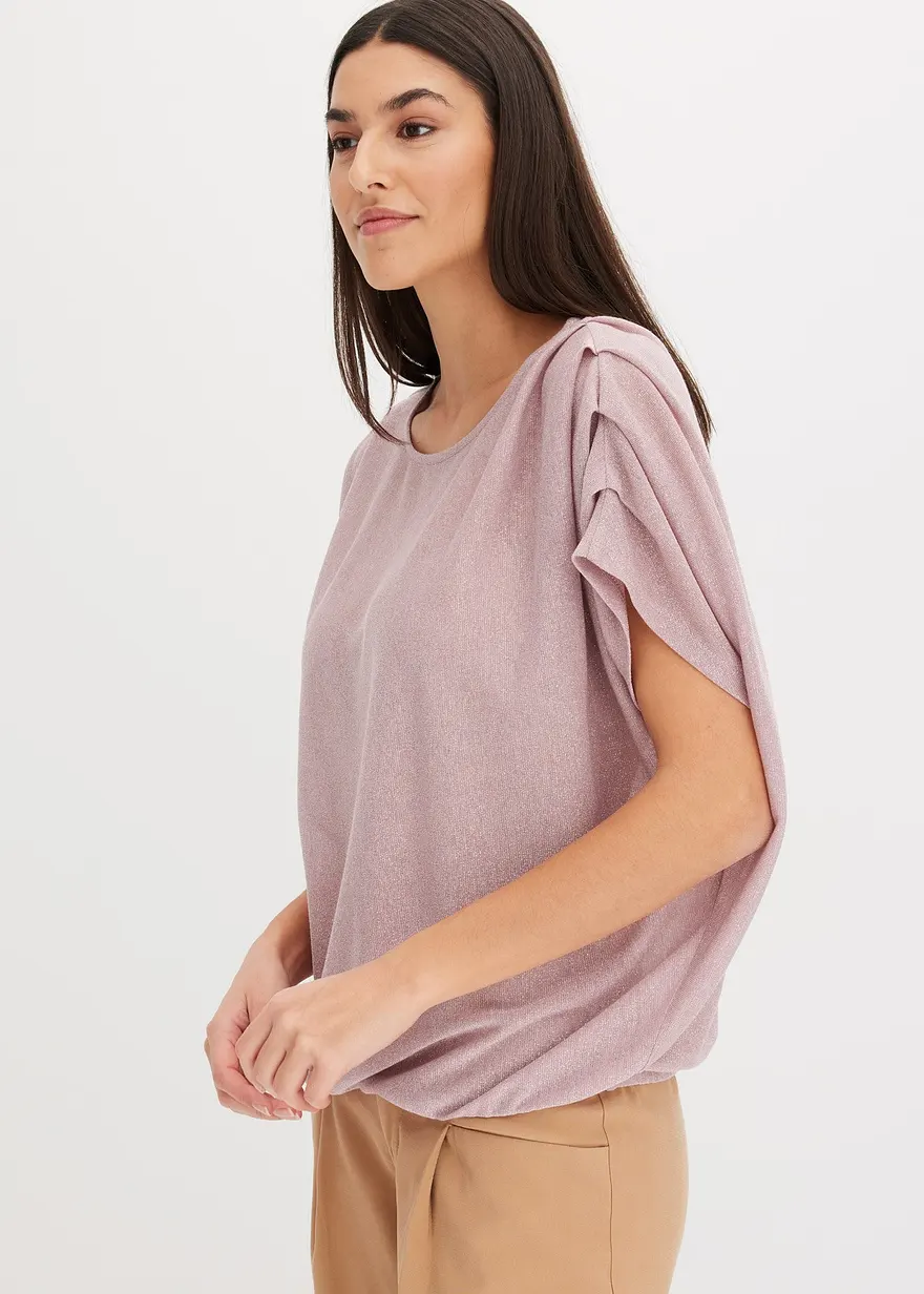 Lurex-Shirt mit Drapierung