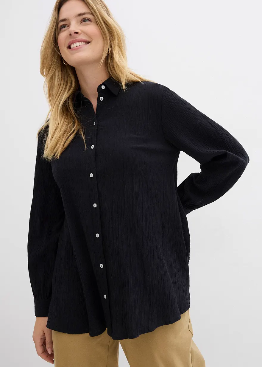 Weite Longbluse aus reiner Baumwolle