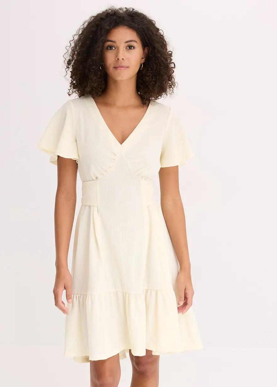 Jerseykleid aus leichtem Crêpe mit Flügelärmel
