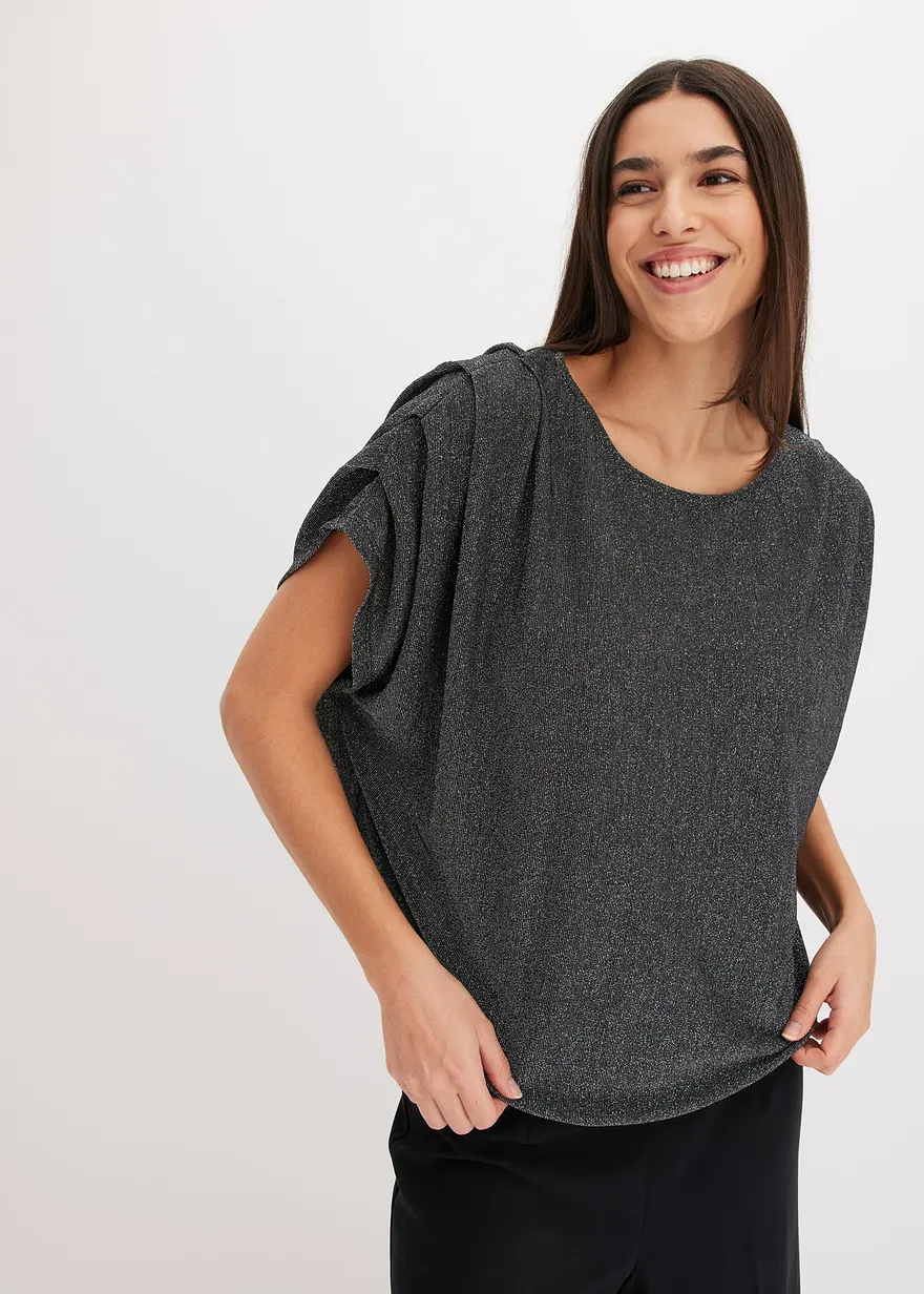 Lurex-Shirt mit Drapierung