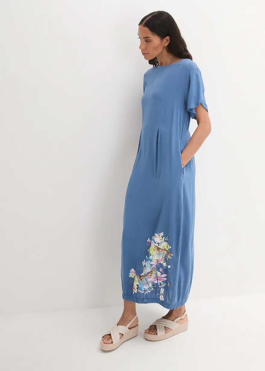 bedrucktes Maxikleid aus fließender Viskose