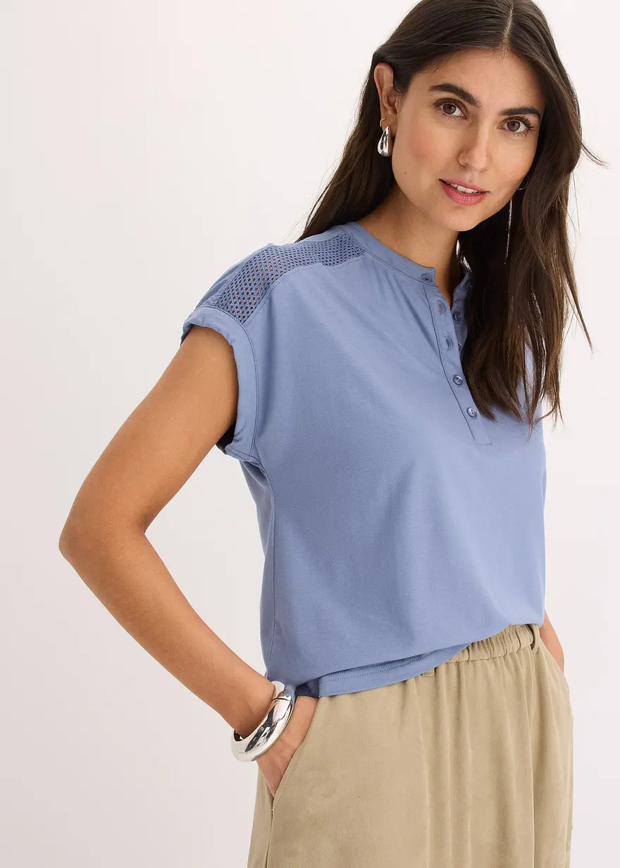 Viskose Shirt mit Spitzeneinsatz