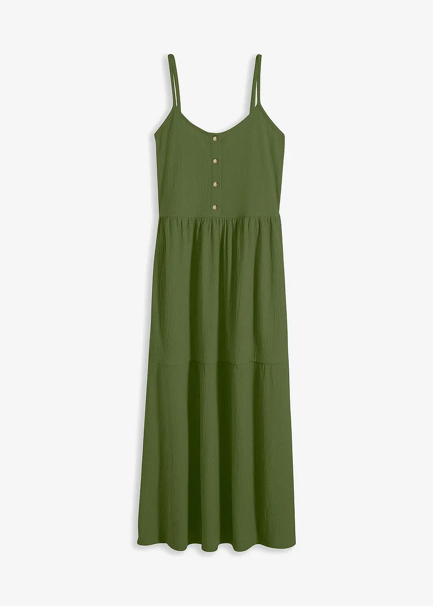 Jersey-Kleid mit Volants und dekorativer Knopfleiste