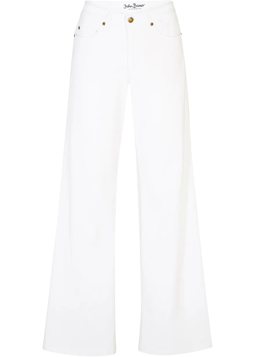 Wide-Leg-Jeans, Mid Waist, Stretch